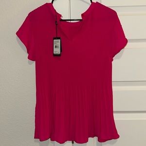 Hot pink pleated blouse